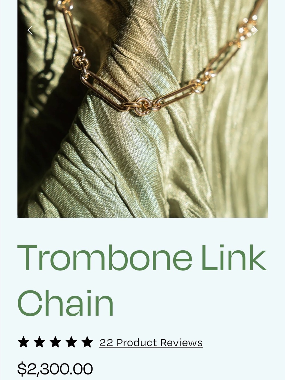 Trombone Link Chain Necklace - Gold